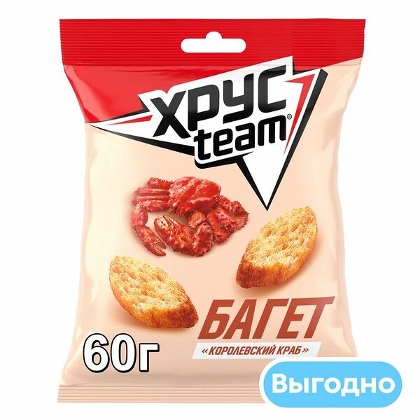 Сухарики Хрусteam Багет королевский краб 60г