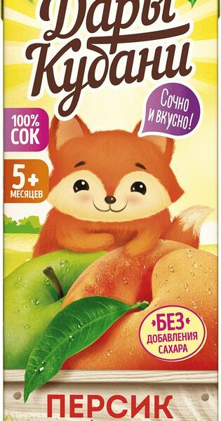 Сок Дары Кубани яблочно-персиковый с 5 месяцев 200 мл