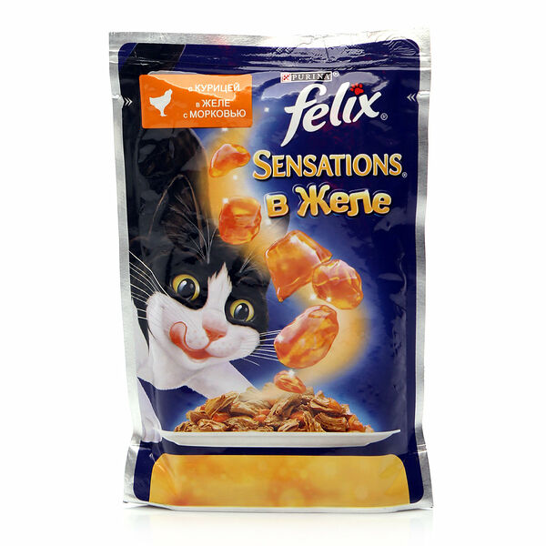 Влажный корм для кошек с курицей и морковью в желе ТМ Felix (Феликс)