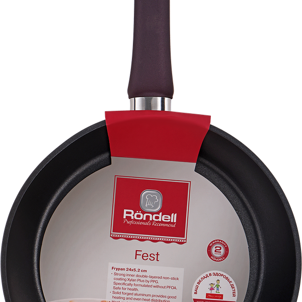 Сковорода RONDELL Fest 24х5,2см, антипригарное покрытие, кованый алюминий, индукция