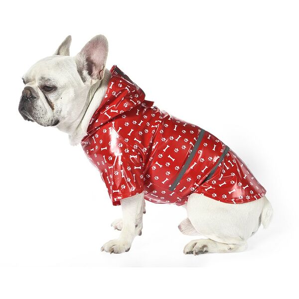 Дождевик для собак FOXIE Rain S (длина спины 30см) красный с полосами