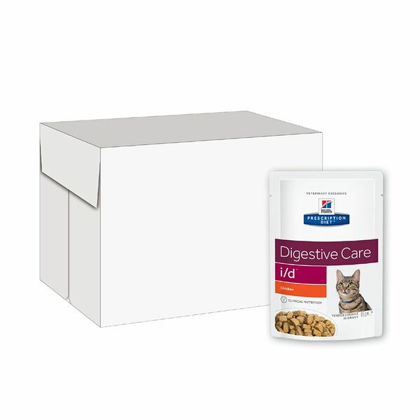 Корм для кошек HILL'S Prescription Diet Feline I/D при заболеваниях ЖКТ, курица пауч 85г (упаковка - 48 шт)