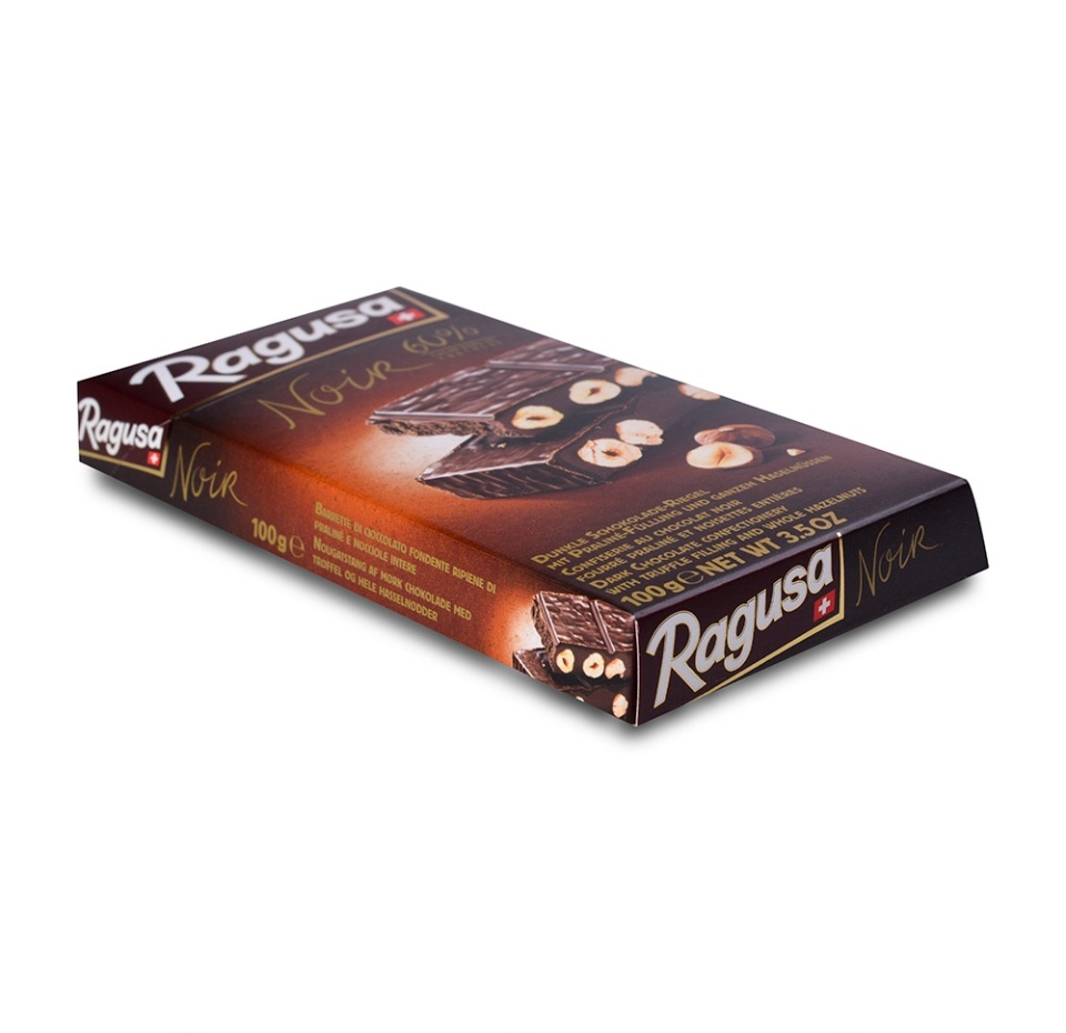 

Шоколад Ragusa Noir горький с трюфельной начинкой и целыми лесными орехами, 100 г