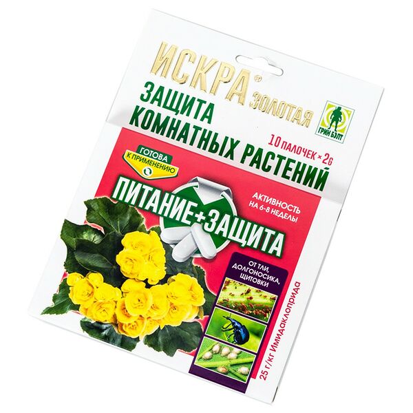 Средство от насекомых-вредителей Искра золотая для комнатных растений, 10 палочек