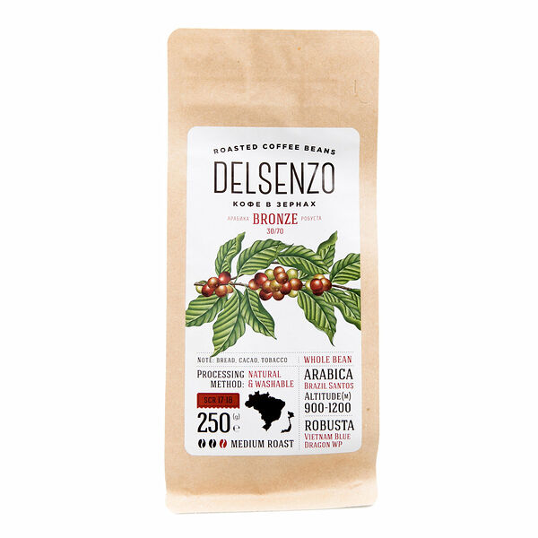 Кофе в зёрнах Bronze (Бронз) ТМ DELSENZO (ДЕЛСЕНЗО)