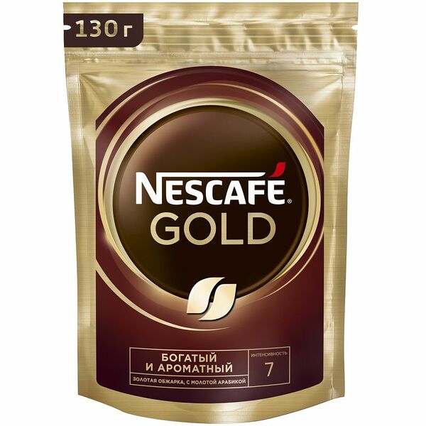 Кофе Nescafé Gold натуральный растворимый с добавлением молотого, 130г