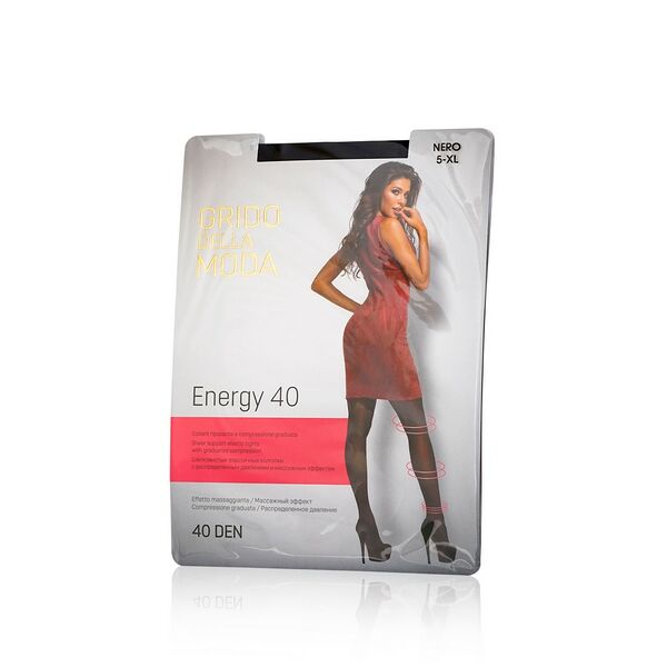 Женские колготки Grido della Moda Energy с массажным эффектом 40den Nero 5 размер