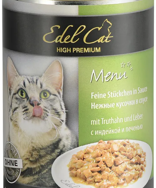Консервы для кошек Edel Cat (кусочки в соусе) Индейка и печень