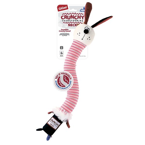 Игрушка GiGwi Заяц с хрустящей шеей с пищалкой для собак 28 см