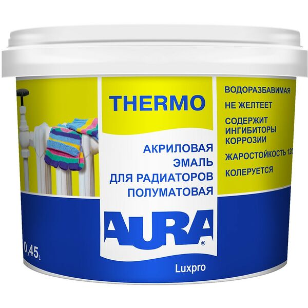 Эмаль акриловая для радиаторов Aura Luxpro Thermo, 0,45 л, база А