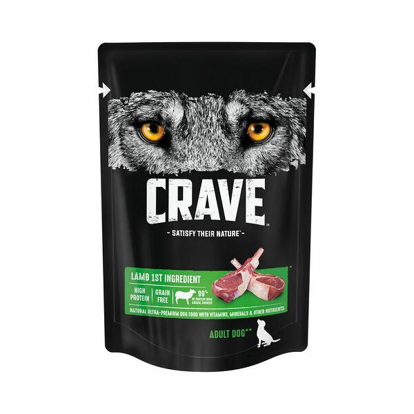 Корм влажный для взрослых собак CRAVE Adult Dog с ягненком (85г*28 шт)