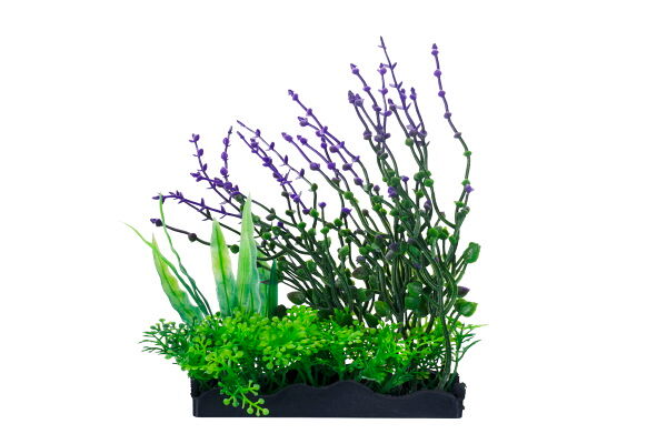 Растение для аквариума Homefish Псилотум пурпурный пластиковое с грузом, 16 см