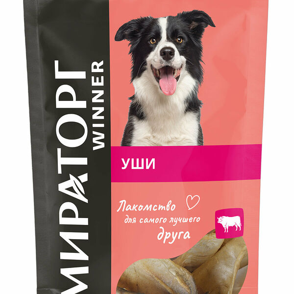Лакомство для собак Мираторг Winner уши говяжьи, для всех пород, 50г