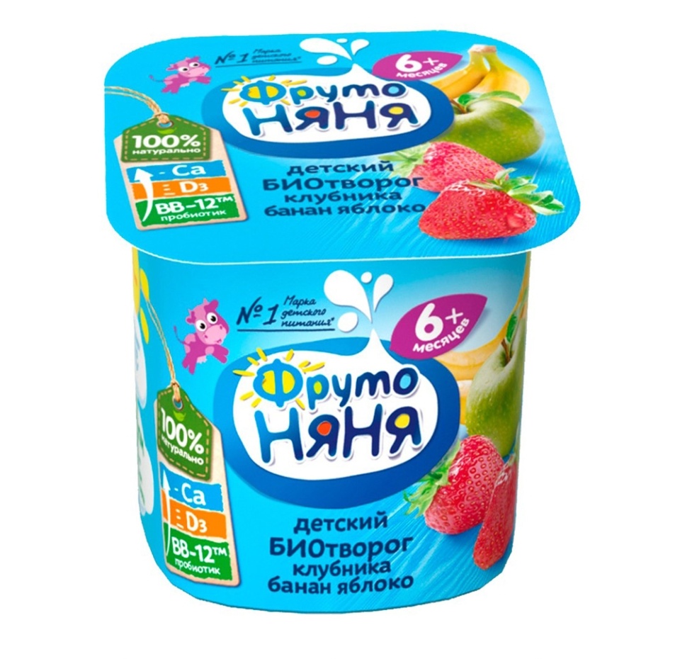 

Биотворог детский ФрутоНяня с Клубникой Бананом и Яблоком 4.2% с 6 месяцев 100 г