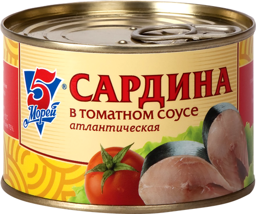 

Сардина 5 МОРЕЙ в томатном соусе, 250г