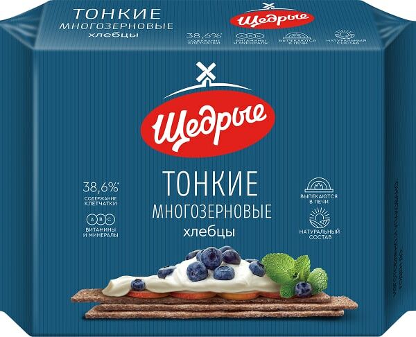 Хлебцы Щедрые Многозерновые тонкие 170г