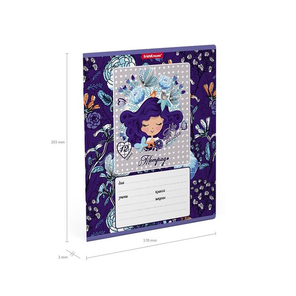 Тетрадь уч. 12л ErichKrause Bluecurl, кл. 54201