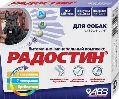 Витаминно-минеральный комплекс Радостин для собак старше 6 лет 90 таблеток