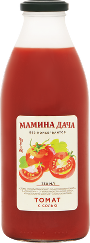 

Сок Мамина дача томат с мякотью без сахара 750 мл