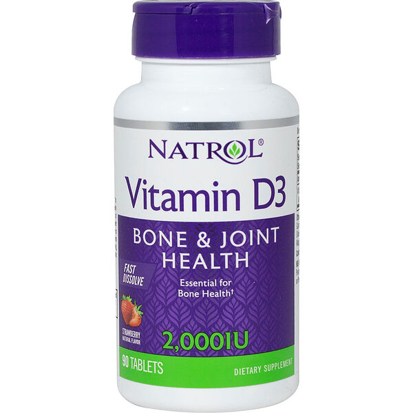Natrol Vitamin D3 таблетки растворимые 2000 ME клубника 90 шт 