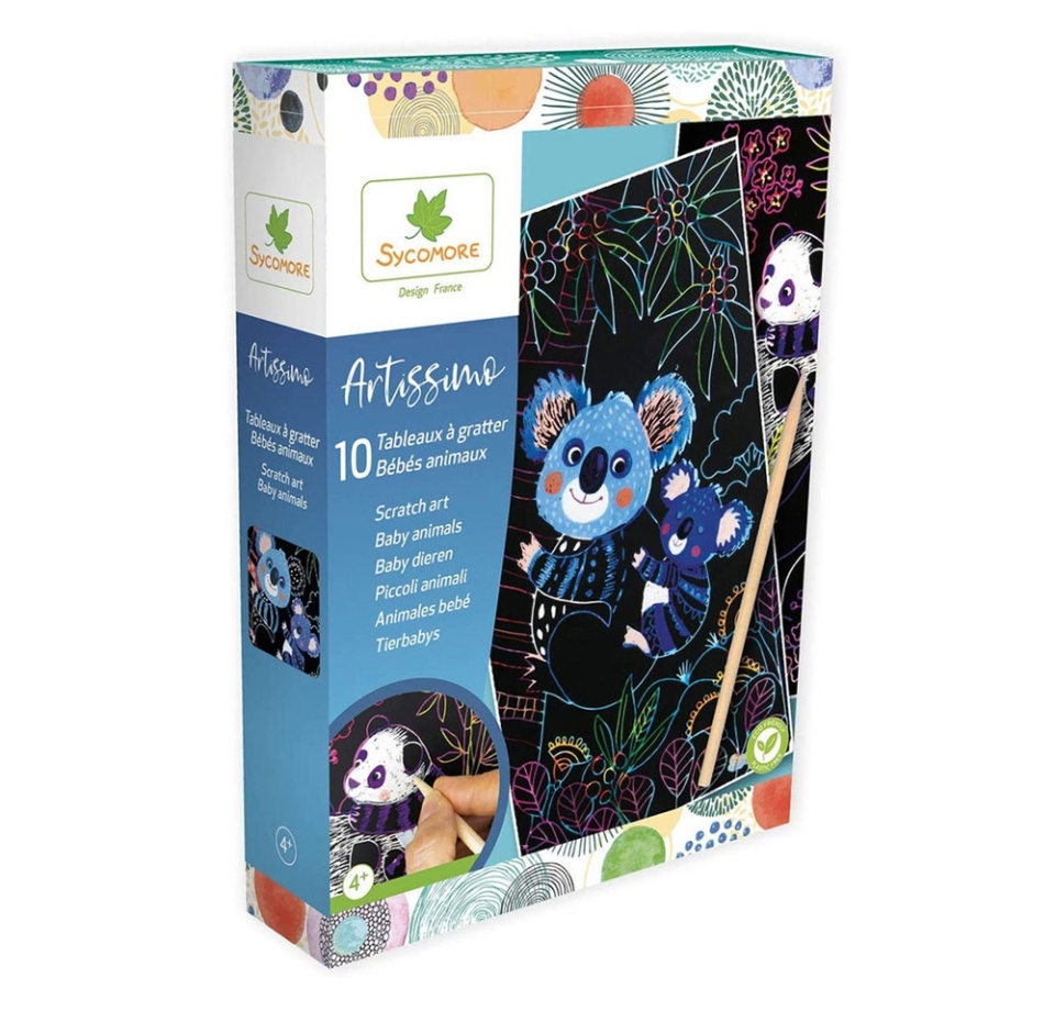

Набор для скретчинга Sycomore Artissimo Животные с малышами 4+, Франция