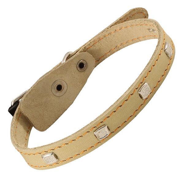 Гамма ошейник кожаный одинарный c украшением 45 см.