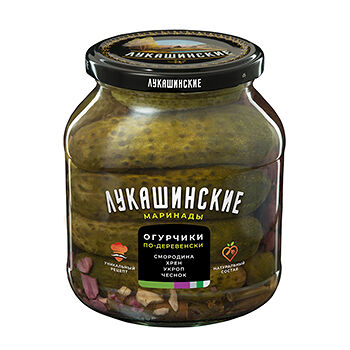 Огурцы маринованные по-деревенски с хреном Лукашинские