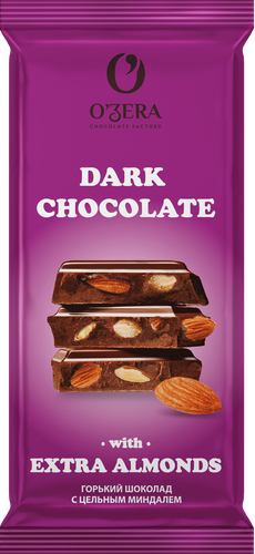

Шоколад O'Zera Dark&Extra Almond горький с цельным миндалем 90 г