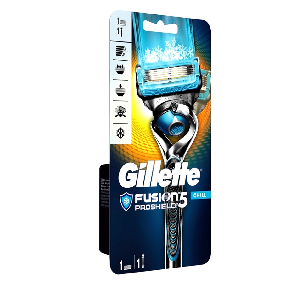 

Бритвенный станок многоразовый Gillette Fusion5 ProShield Chill, 5 лезвий, 1 сменная кассета