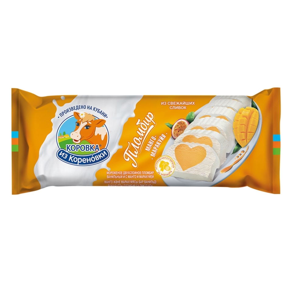 

Мороженое пломбир Коровка из Кореновки ванильный манго-маракуйя 400 г