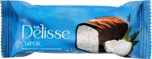 

Сырок творожный глазированный Delisse с кокосом в творожной основе 23% 40 г