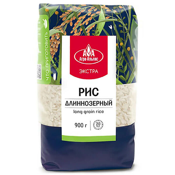 Крупа рис агро-альянс 900 г длиннозерный