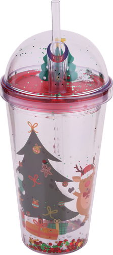 

Стакан Homeclub с двойными стенками и трубочкой