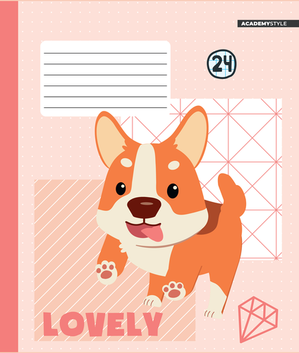 

Тетрадь в клетку Academy Style Мой любимый корги скрепка А5, 24 листа в ассортименте