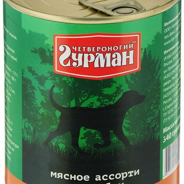 Консервы для собак Четвероногий гурман Мясное ассорти с индейкой