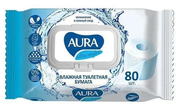 Туалетная бумага влажная Aura Comfort, 80 шт.