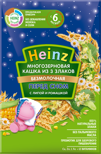 

Каша Heinz многозерновая из 3 злаков безмолочная с липой и ромашкой с 6 месяцев 200 г