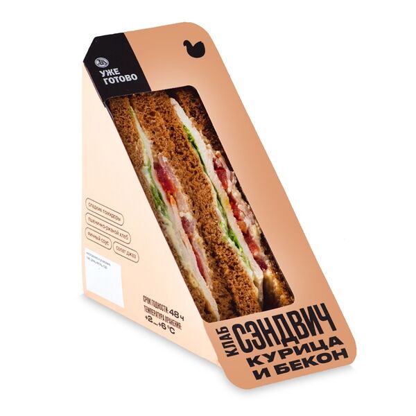 Клаб сэндвич Уже Готово с курицей и беконом, 160 г