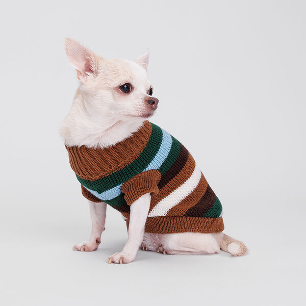 Свитер полосатый для кошек и собак, 25 см, коричневый
