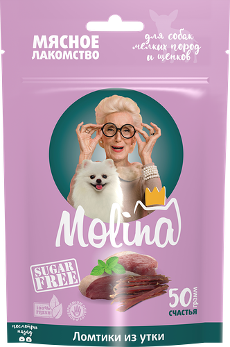 Лакомство для собак MOLINA Ломтики из утки, 50г
