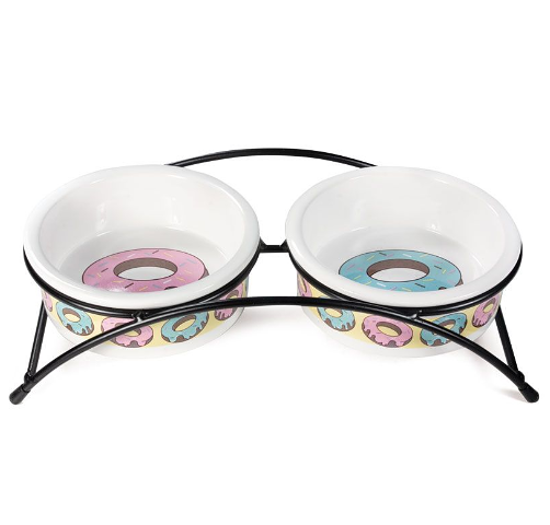 Миска Triol керамическая на подставке Пончики 2х250мл