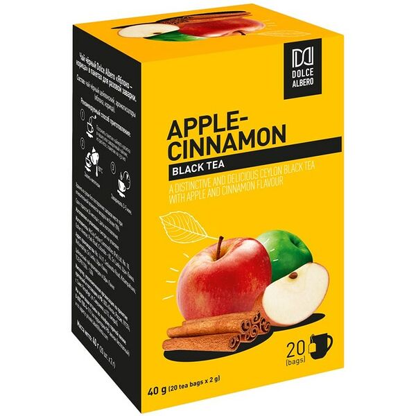 Чай черный Dolce Albero Яблоко-Корица в пакетиках, 20 шт