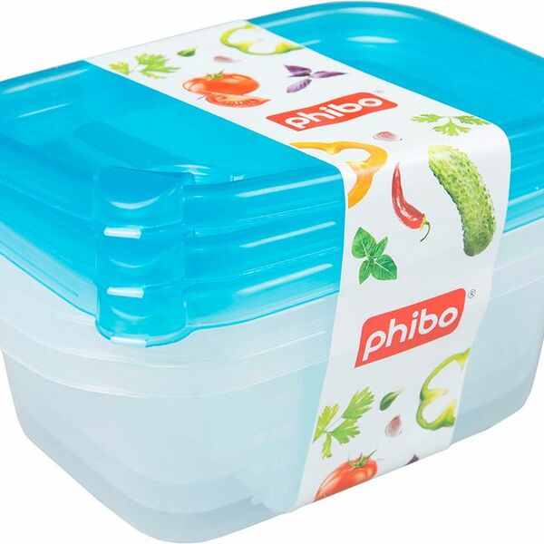 Комплект контейнеров Phibo Фрэш с клапаном 0.6 л, 3 шт. цвет в ассортименте
