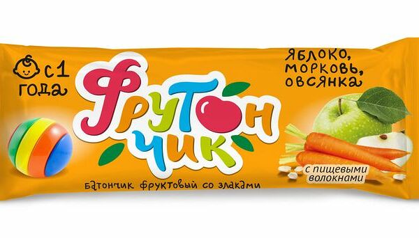 Батончик фруктовый Фрутончик Яблоко, морковь, овсянка, с 1 года