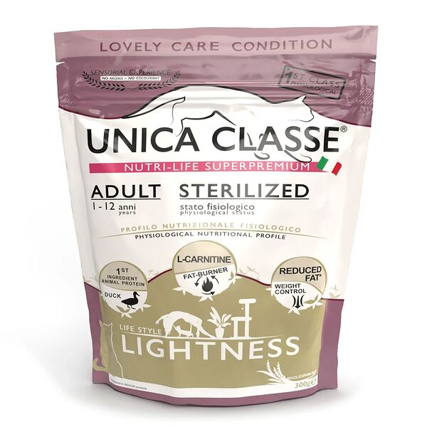 Adult Sterilized Lightness Сухой корм UNICA для стерилизованных кошек, с уткой, 300 гр.