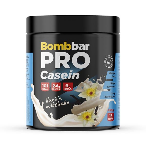Коктейль протеиновый Bombbar Casein Ванильный милкшейк 450 г 