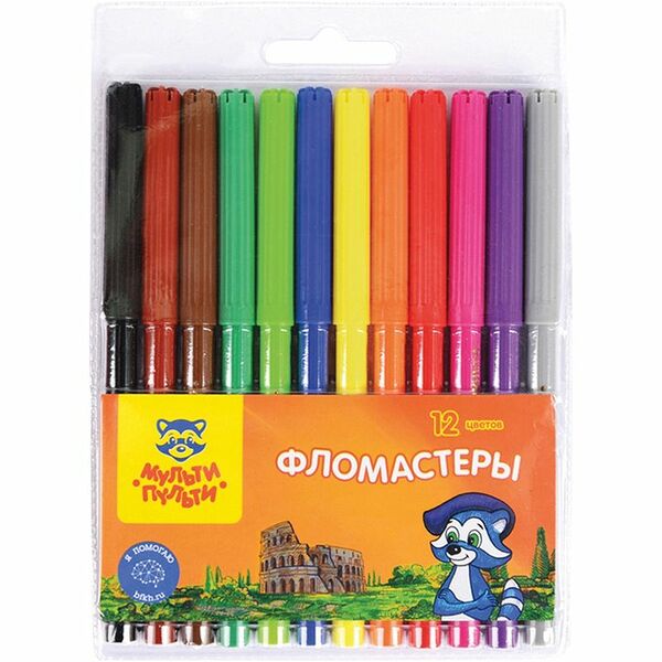 Фломастеры Мульти-Пульти Енот в Италии 12 цветов