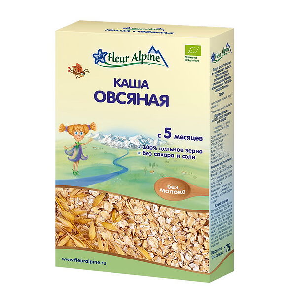 Каша безмолочная Fleur Alpine Organic овсяная 175г ДП