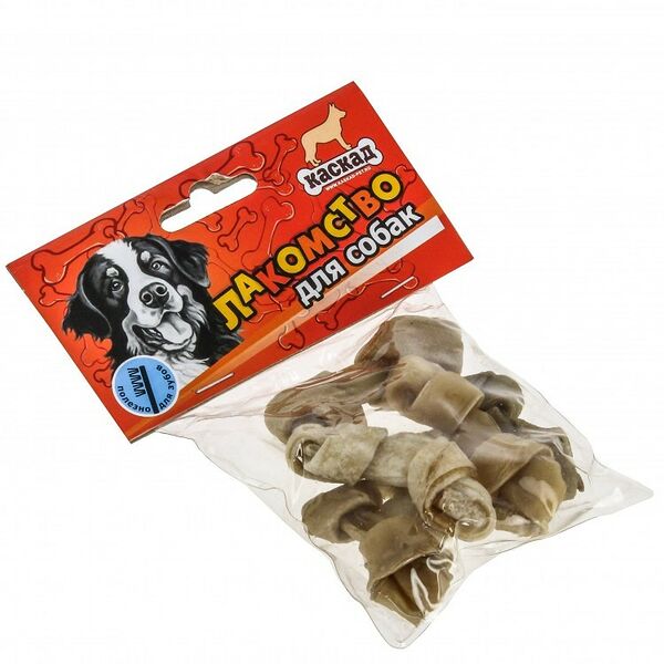 Каскад  Кость из жил с узлами в блистере  8см (9-11гр.) 6шт в уп. 