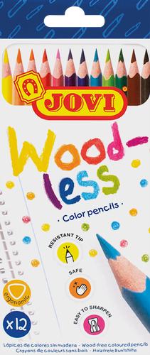 

Карандаши цветные Jovi Wood-less трехгранные, 12 цветов